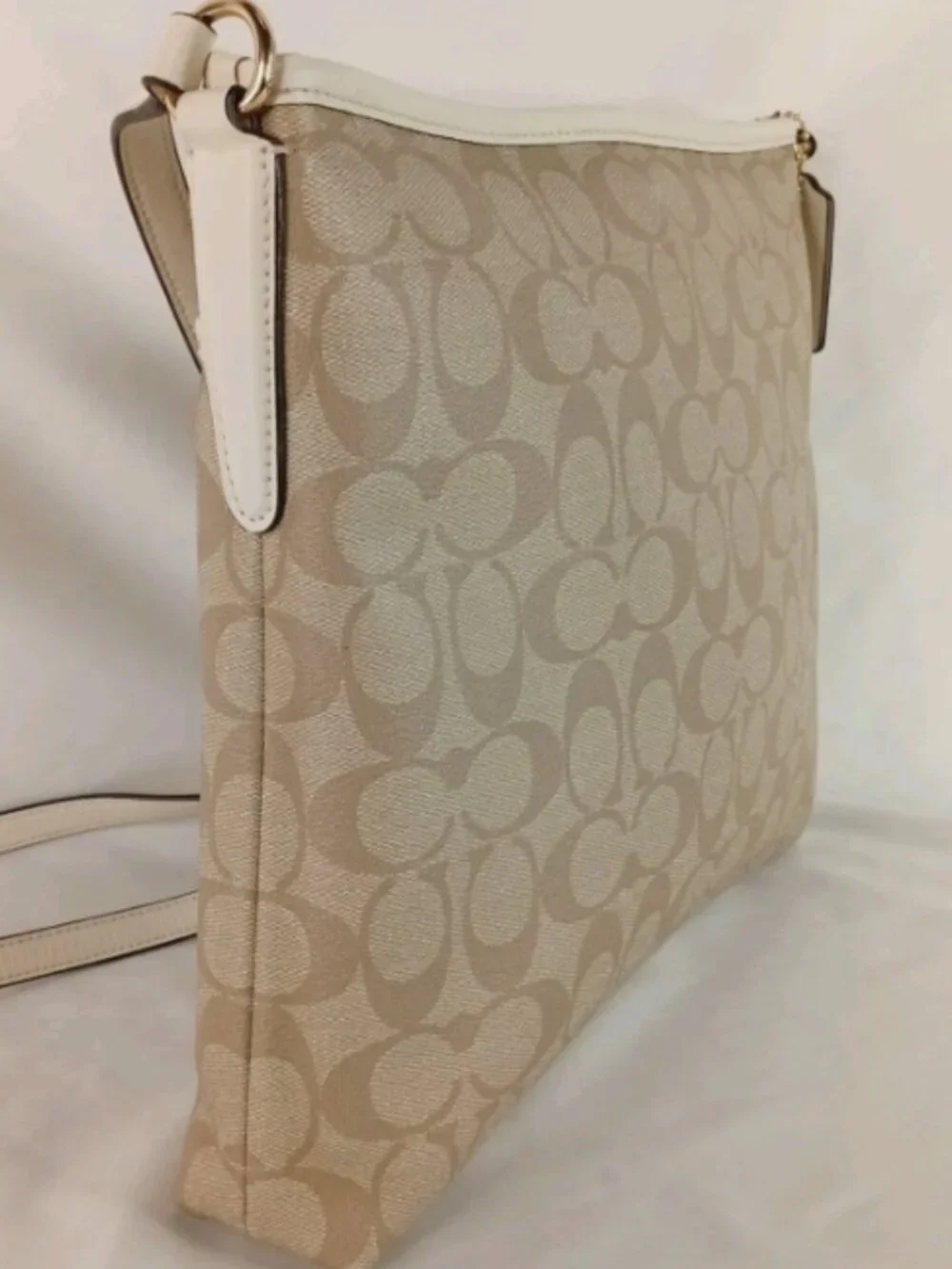Pre-Owned Coach File Crossbody In Signature Canvas F58297 Beige *BAG ONLY*